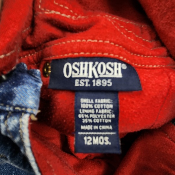 OshKosh B'gosh Baby  Bib Overalls Blue 12M Football Adjustable‎ Strap Lined - Picture 9 of 9